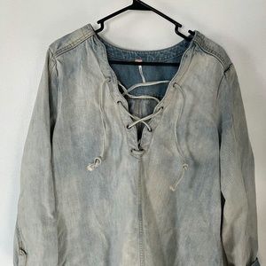Free People Indigo Lace Up Tunic